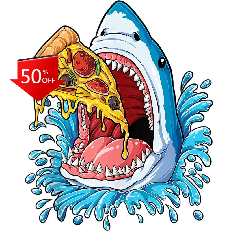 Food Snacks To Eat - Adesivo Protettivo Cartone Animato Squalo che