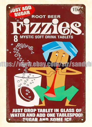 Food Snacks Ideas - Targa in metallo Fizzies anni '60,